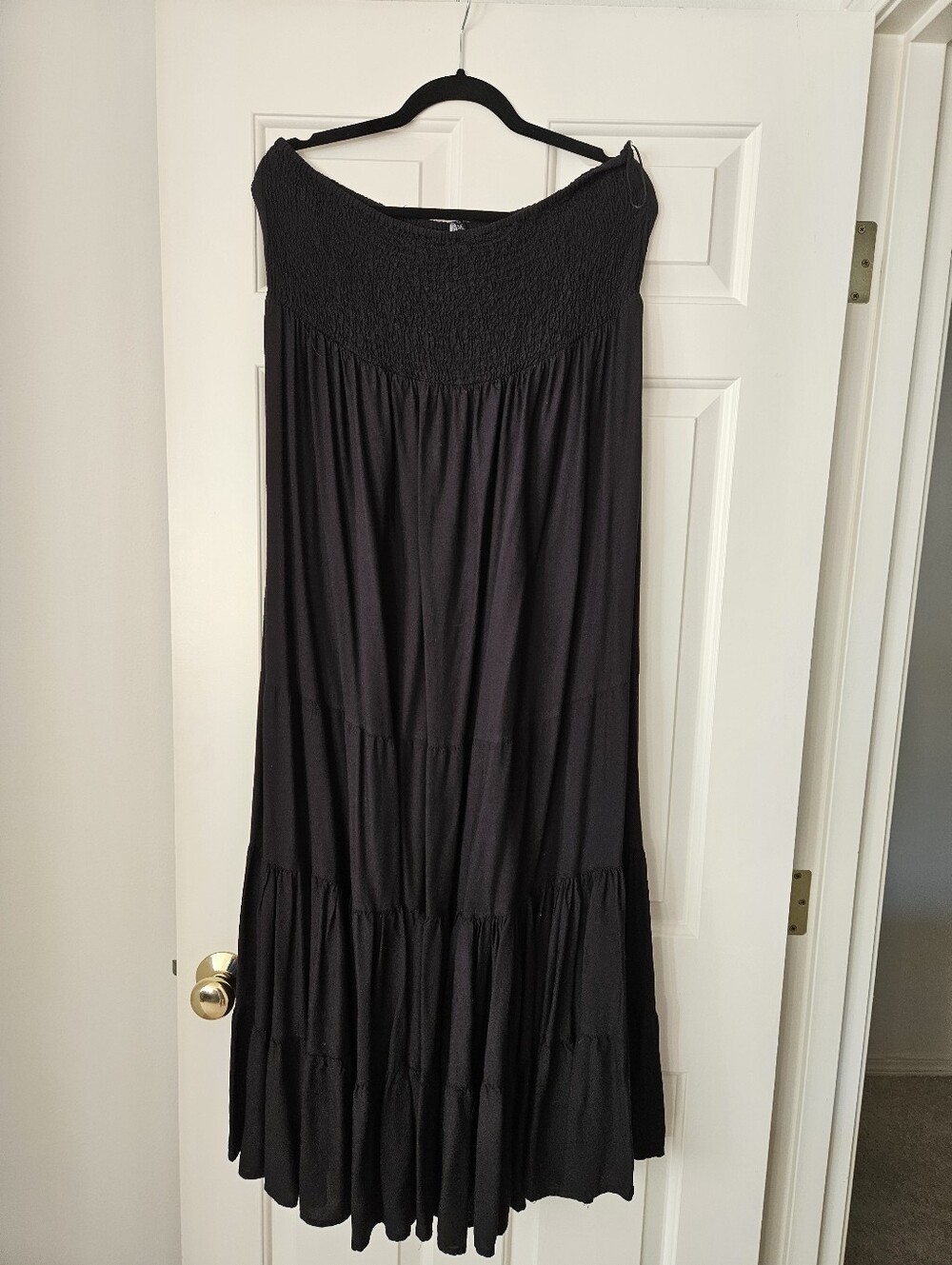 Boho Me Women’s Black Maxi Dress with Smocked Bodice 0x/1x